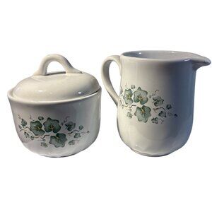 Corelle Coordinates Sugar Bowl & Creamer Stoneware Ivy Calloway